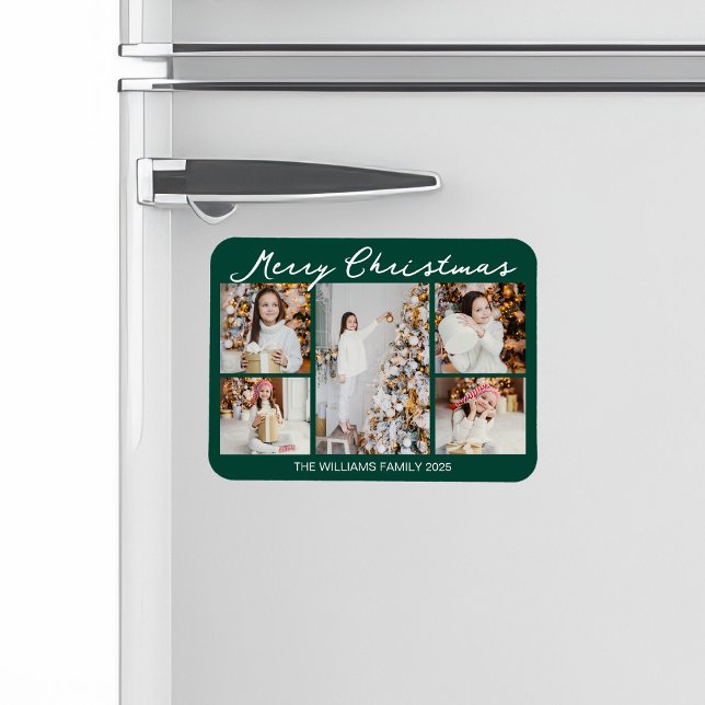 Ímã Colagem de Fotos Clássicas de Natal em Verde (Criador carregado)