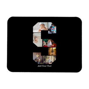 Ímã Colagem de Fotos com Letra S em Preto e Branco