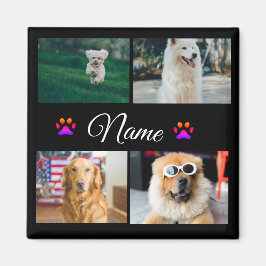 Imã Colagem de fotos com nome simples e colorido de an