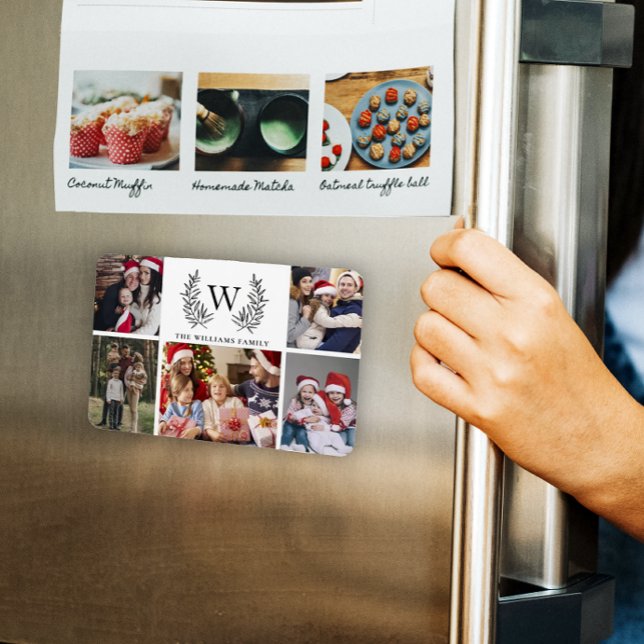 Ímã Colagem de Fotos da Família Monograma (Criador carregado)