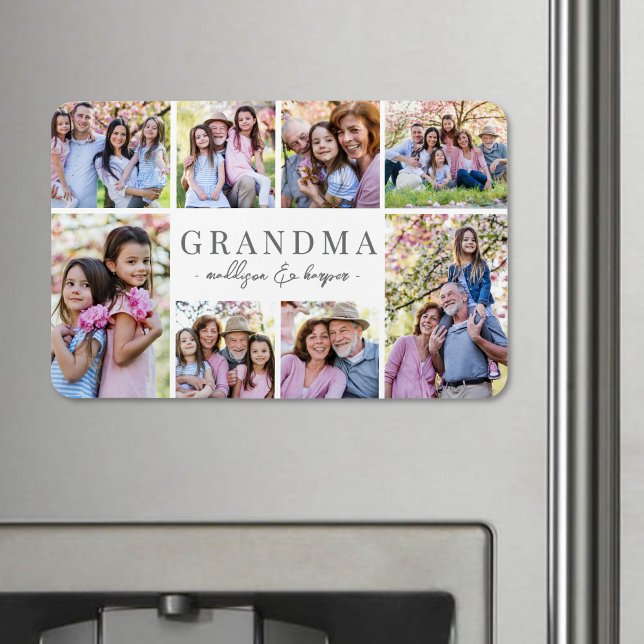 Ímã Colagem de Fotos da Vovó Simples (Simple Grandma Photo Collage Magnet )