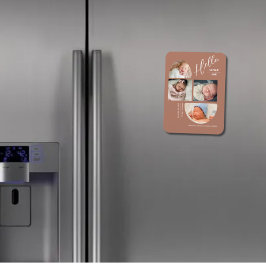 Ímã Colagem de Fotos de Bebê Moderno Terracota 4 Nasci