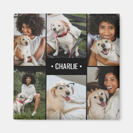 Imã Colagem de Fotos de Cachorro Monogramada