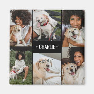 Imã Colagem de Fotos de Cachorro Monogramada