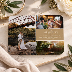 Ímã Colagem de Fotos de Casamento Agradecimento Sr e S