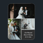 Ímã Colagem De Fotos De Casamento Elegante Com Nomes P<br><div class="desc">Celebre seu dia especial com este elegante e personalizável ímã fotográfico de casamento. Apresentando um belo layout de colagem de 3 fotos e texto editável para nomes, data de casamento e mensagem, este ímã de manutenção faz o favor perfeito para o casamento, obrigado que você oferece ou lembrança para convidados...</div>