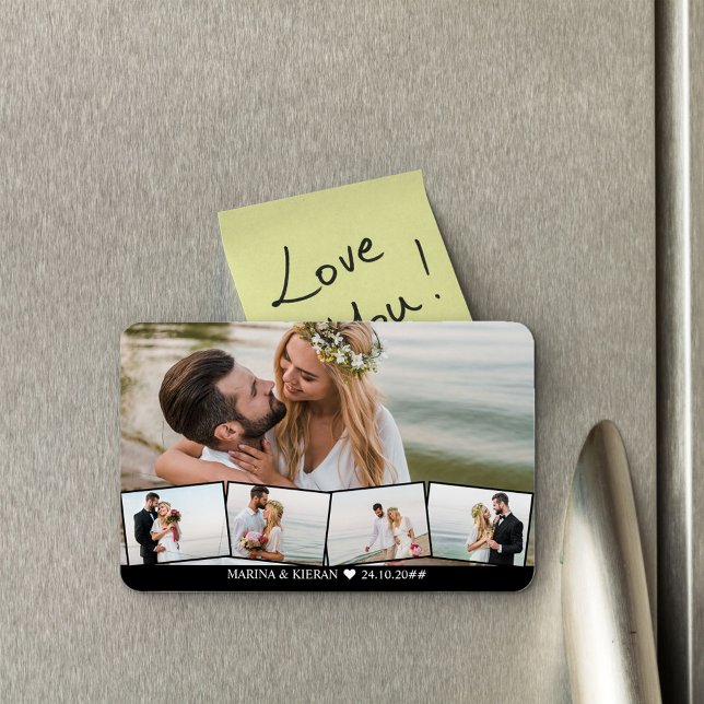 Ímã Colagem de Fotos de Casamento Faixa de Fotos em Zi (Criador carregado)
