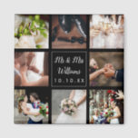 Imã Colagem de Fotos de Casamento Obrigado Personaliza<br><div class="desc">Personalize com suas oito fotos favoritas de casamento,  nome e data especial para criar uma colagem de fotos,  memória e presente únicos. Um bom tesouro! Você pode personalizar o fundo para sua cor favorita. Projetado por Thisnotme©</div>