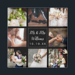 Imã Colagem de Fotos de Casamento Obrigado Personaliza<br><div class="desc">Personalize com suas oito fotos favoritas de casamento,  nome e data especial para criar uma colagem de fotos,  memória e presente únicos. Um bom tesouro! Você pode personalizar o fundo para sua cor favorita. Projetado por Thisnotme©</div>