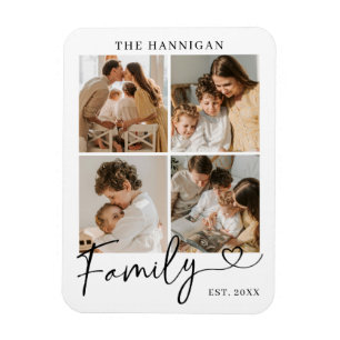 Ímã Colagem de Fotos de Família Moderno Coração Script