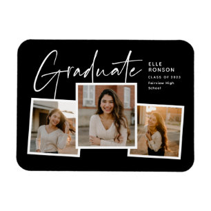 Ímã Colagem de Fotos de Graduação com Letra Moderna Fo