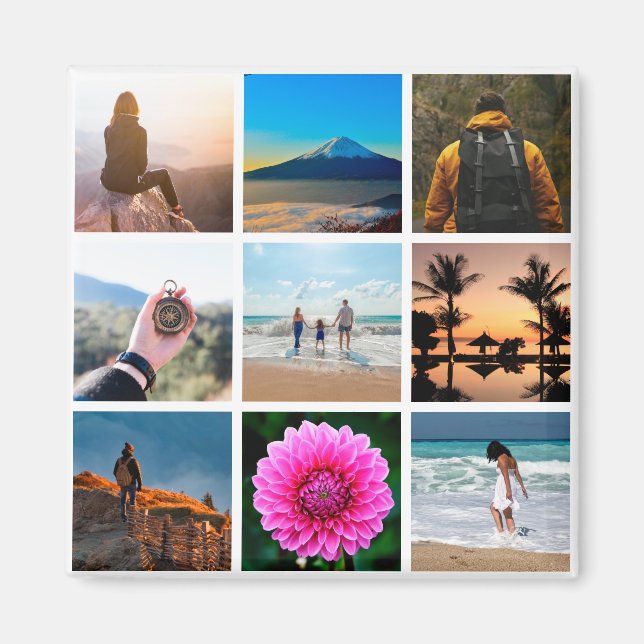 Imã Colagem de Fotos de Nove Fotos Personalizável (Frente)