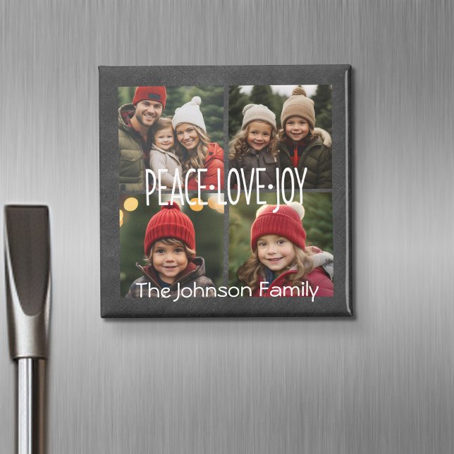 Imã Colagem de Fotos do Quadro de Chalkings de Férias  (Personalized fridge magnet with photos and custom text)