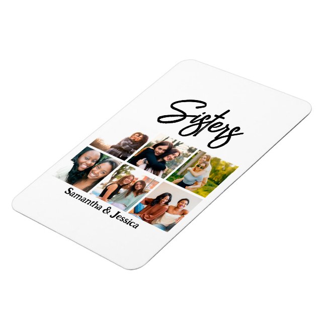 Ímã Colagem de Fotos do Script 6 de Irmãs Personalizad (Left Side)