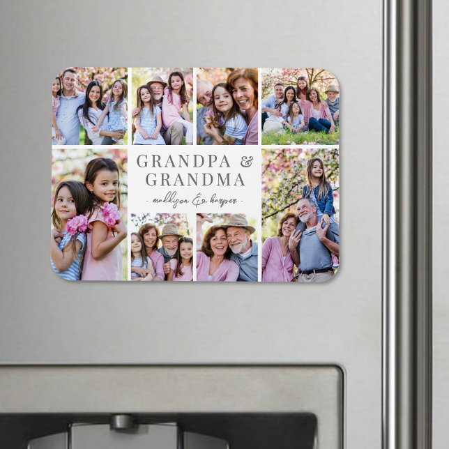 Ímã Colagem de Fotos dos Avós (Grandparents Photo Collage Magnet )