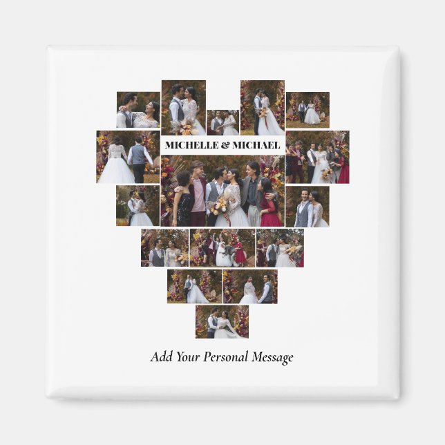 Imã Colagem de Fotos em Forma de Coração com design (Frente)