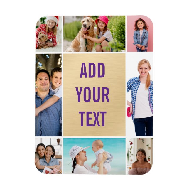Ímã colagem de fotos - fundo preto - texto branco magn (Vertical)