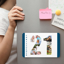 Ímã Colagem de fotos no número 21 - aniversário de 21 