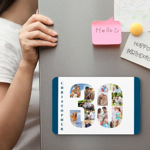 Ímã Colagem de fotos no número 30 - aniversário de 3