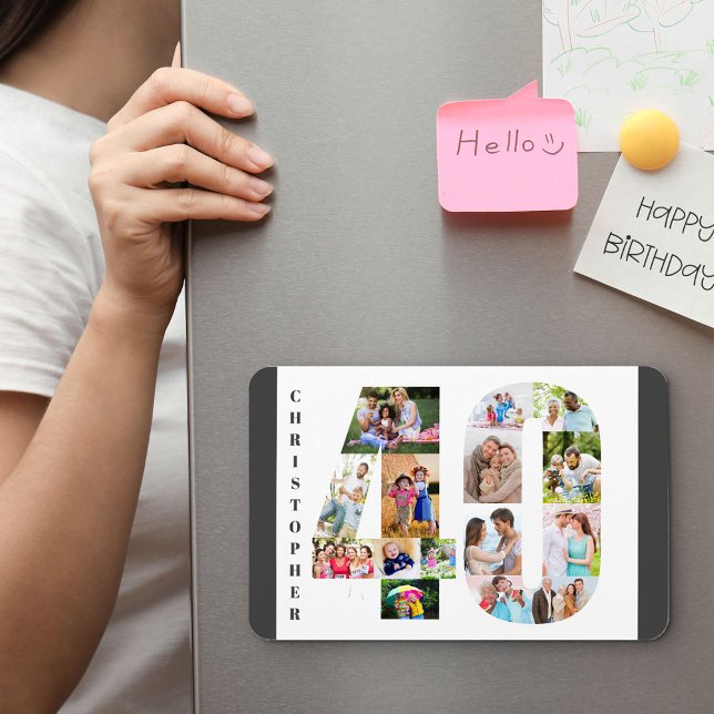 Ímã Colagem de fotos no número 40 - aniversário de 40  (Criador carregado)