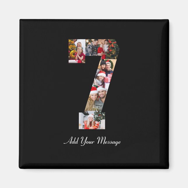 Imã Colagem de Fotos Preta e Branco Número 7 (Frente)