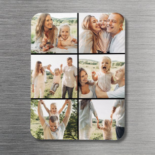 Ímã Colagem de Fotos Preto 6 Personalizado Moderno Sim