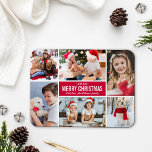 Ímã Colagem de Fotos Vermelhas de Natal Moderno<br><div class="desc">Um cartão de Natal simples e moderno apresenta seis (6) fotos e um cartões de natal personalizado. As cores vermelho e branco da cereja podem ser personalizadas.</div>