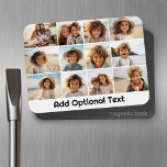 Ímã Colagem de Grade de Fotos 12 - Branco - Tipo de Mo<br><div class="desc">Uma grade de fotos simples com 3 linhas e 4 colunas de fotos. 6 Fotos são quadradas e as 6 fotos restantes são horizontal/paisagem. O design é moderno e mínimo e inclui uma fonte simples e retrorreflectora para adicionar texto na parte inferior. Faça ímãs de férias personalizados ou um presente...</div>