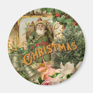 Imã Colagem de Natal do Papai Noel Verde do Velho Mund