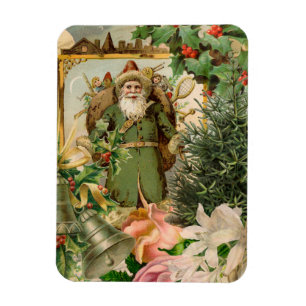 Ímã Colagem de Natal do Papai Noel Verde do Velho Mund