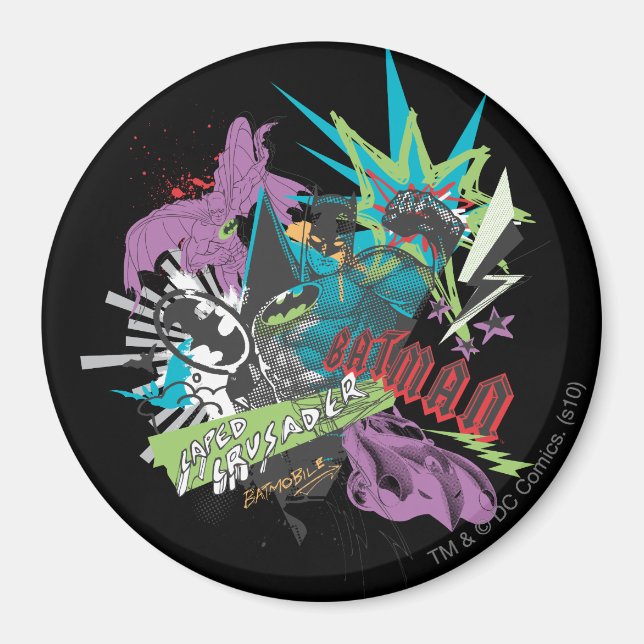 Imã Colagem de Neon Crusader com Capa Batman (Frente)