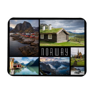 Ímã Colagem de paisagens da Noruega foto de viagem