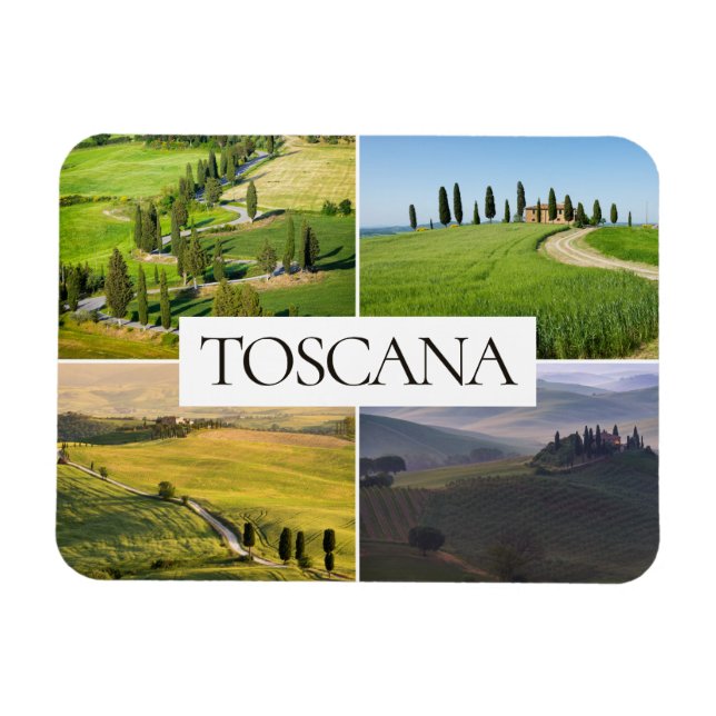 Ímã Colagem de viagem de paisagens da Toscânia (Horizontal)