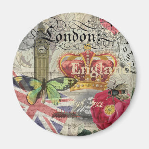 Imã Colagem de Viagens vintage da Inglaterra