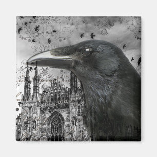 Imã Colagem Gothic Raven