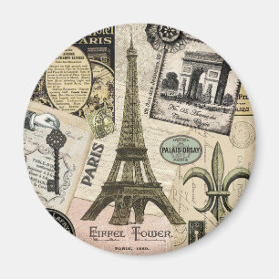 Imã Colagem moderna do viagem do francês do vintage