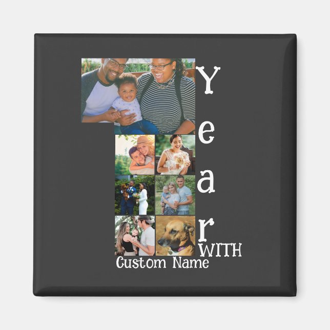 Imã Colagem personalizada de 1rua de aniversário de 7  (Frente)