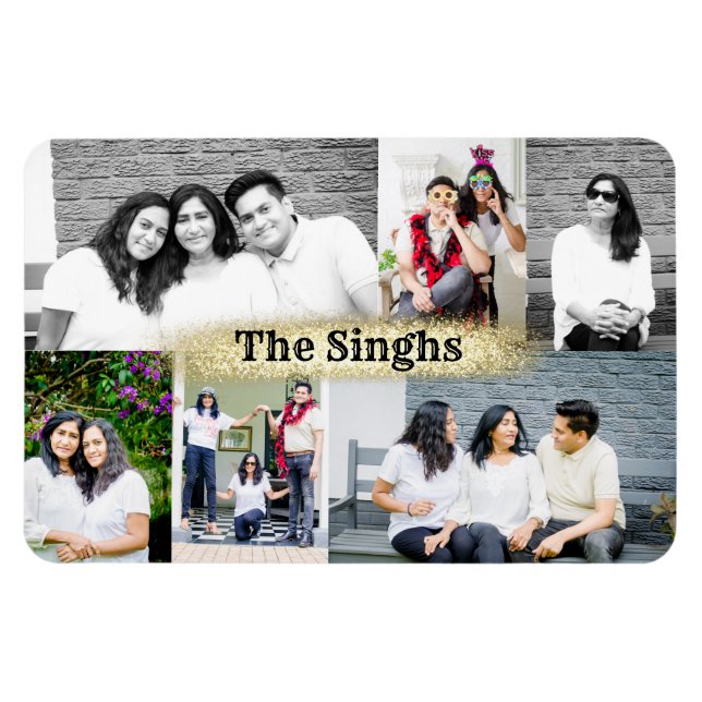 Ímã Colagem personalizada de fotos de 6 imagens com o  (Horizontal)