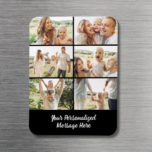 Ímã Colar de Família Preto Personalizado com 6 Fotos e