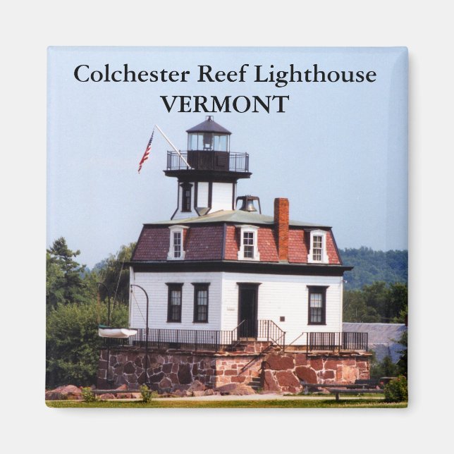 Imã Colchester Reef Lighthouse, Vermont Magnet (Frente)