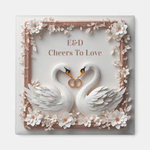 Imã 🕊️ Coleção Casamento Floral Coração de Cisne 🕊️
