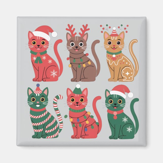 Imã coleção de seis gatos (Frente)