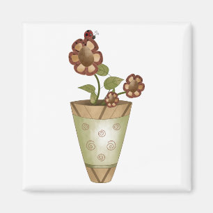 Imã Coleção do jardim · Flores Potted com joaninha