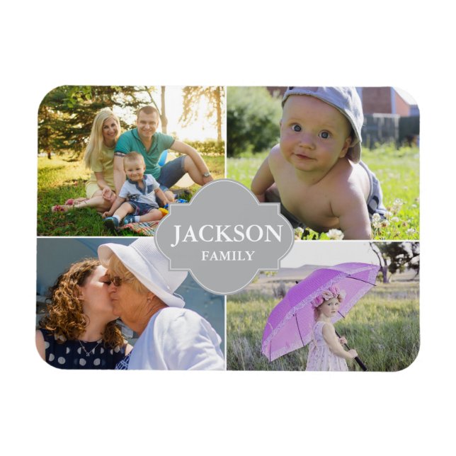 Ímã Coletar fotos com várias imagens com nome de famíl (Horizontal)