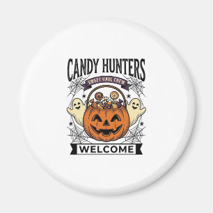 Imã Coletor de Doces de Halloween Gravura Antiga Abóbo