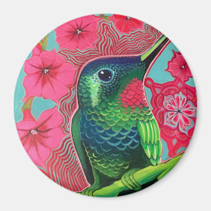 Imã Colibri com petúnias