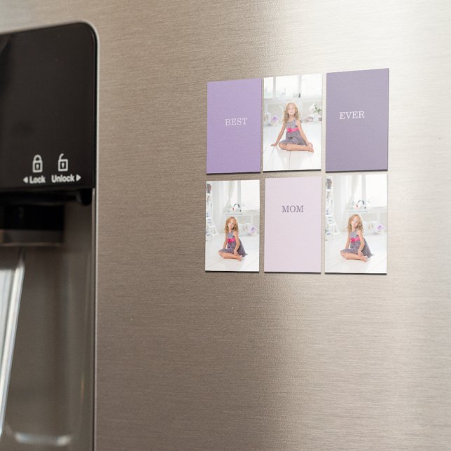 Imã Collage Foto Roxa Melhor Mãe Já Presente (Criador carregado)