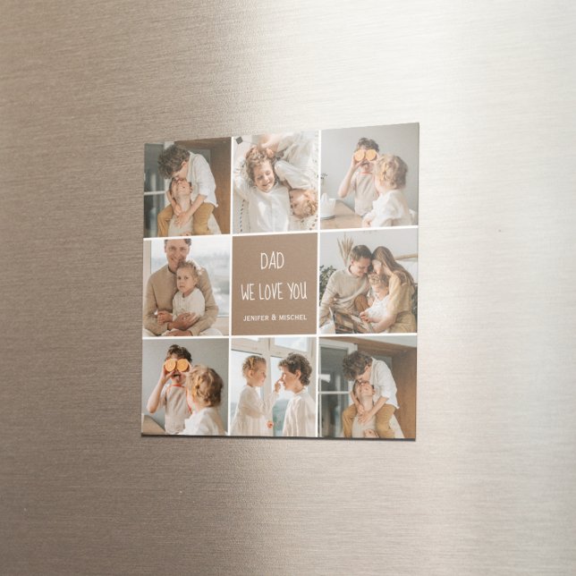 Imã Collage Photo Pai We Love You Happy Dia de os pais (Criador carregado)