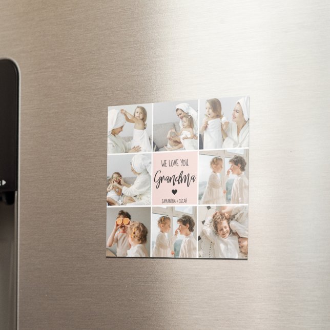 Imã Collage Photo Pink Nós Te Amo Avó Melhor Presente (Criador carregado)