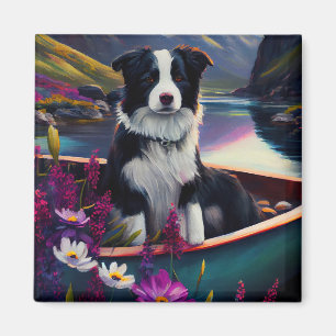 Imã Collie Fronteira em um Paddle: Uma Aventura Cênica